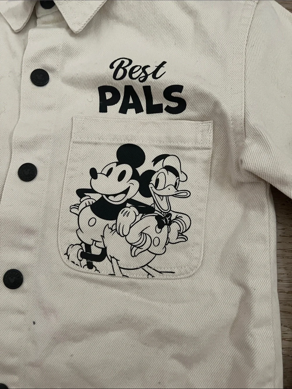 Disney Cream 'Best Pals' Button-Up Jean Jacket for Kids